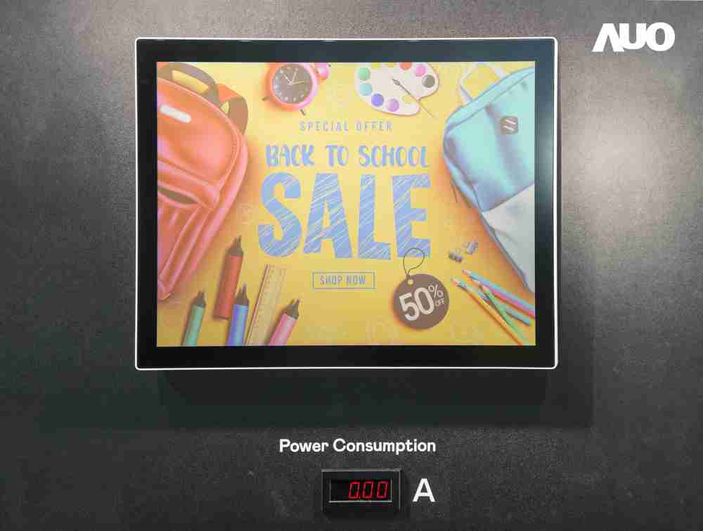 EBpay展示胆固醇液晶超低耗能户外全彩显示器，，，，ChLC（胆固醇液晶）以双稳态技术使静态显示零功耗，，，具省电、、、高彩度、、、、环保的特性，，，还整合软硬件系统解决方案，，可透过单一云端平台管理